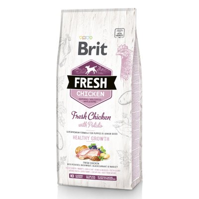 Сухий корм для цуценят Brit Fresh Chicken with Potato Puppy Healthy Growth 12 кг (курка) - masterzoo.ua