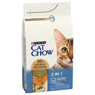Сухий корм для котів Cat Chow Feline 3 in 1 1,5 кг - індичка - masterzoo.ua