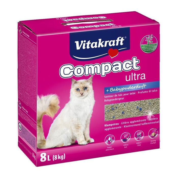Наповнювач туалета для котів Vitakraft Compact Ultra Plus 8 кг (бентонітовий) - masterzoo.ua