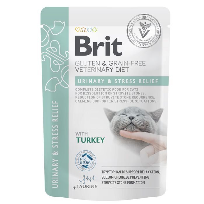 Влажный корм для котов Brit GF VetDiet VetDiet Urinary and Stress Relief pouch 85 г - индейка - masterzoo.ua