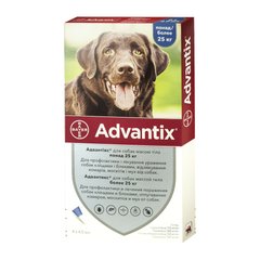 Краплі на холку для собак Bayer «Advantix» (Адвантікс) від 25 до 40 кг, 4 піпетки (від зовнішніх паразитів) - masterzoo.ua