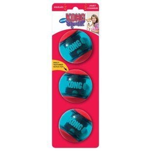 Набор игрушек для собак Kong Squeezz Action Ball Red M 6,35 см - разноцветный - masterzoo.ua