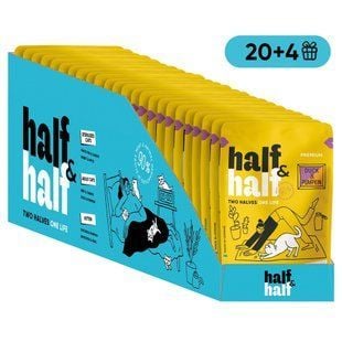 Упаковка вологого корму для котів Half&Half Adult 24 шт х 85 г - качка та гарбуз - masterzoo.ua