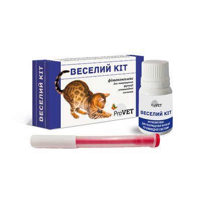 Фитокомплекс для кошек ProVET «Веселий Кіт» 20 мл + шприц (для поддержания мочевыделительной системы) - masterzoo.ua