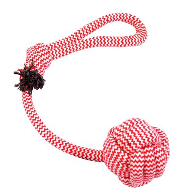 Игрушка для собак Duvo+ Канат плетеный с мячом и петлей 35 см (текстиль) - masterzoo.ua