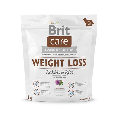 Сухой корм для собак с лишним весом Brit Care Weight Loss Rabbit & Rice 1 кг (кролик и рис) - masterzoo.ua