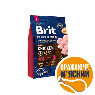 Сухий корм для собак Brit Premium Dog Adult L 3 кг - курка - masterzoo.ua