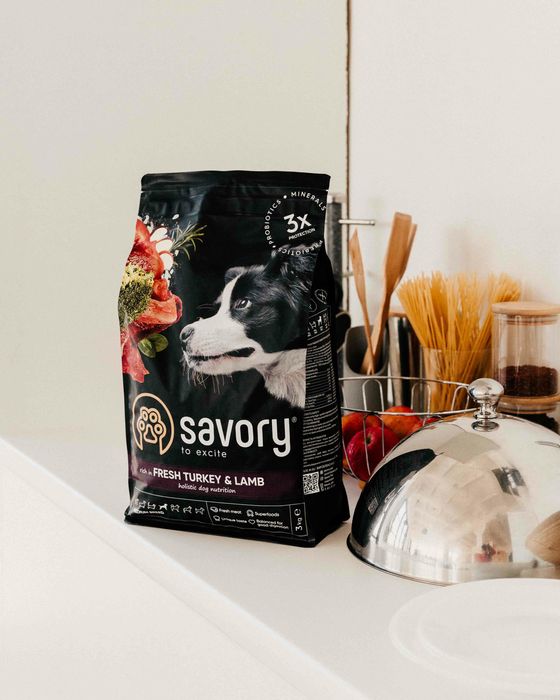Сухий корм для собак середніх порід Savory 1 кг (індичка та ягня) - masterzoo.ua