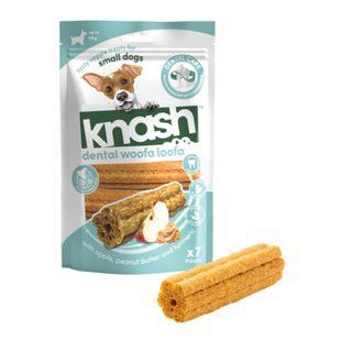 Лакомство с кальцием для зубов собак Knash Woofa Loofa Small Apple&PeanBut 115 г - masterzoo.ua