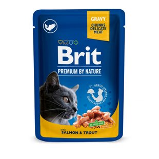 Вологий корм для котів Brit Premium Salmon & Trout pouch 100 г - лосось та форель - masterzoo.ua