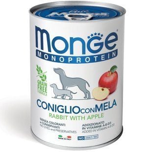 Вологий корм для собак Monge Fruit Monoprotein 400 г - кролик та яблуко - masterzoo.ua