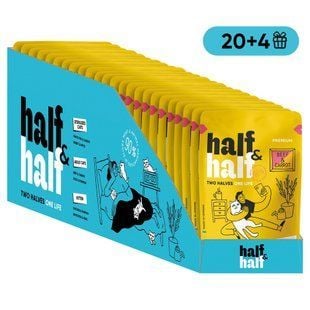 Упаковка вологого корму для котів Half&Half Adult 24 шт х 85 г - яловичина та морква - masterzoo.ua