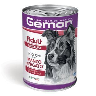 Вологий корм для собак Gemon Medium Breeds Adult 415 г - яловичина та печінка - masterzoo.ua