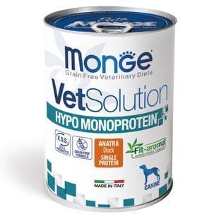 Вологий корм для собак Monge VetSolution Hypo Monoprotein 400 г - качка - masterzoo.ua