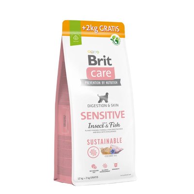 Сухий корм для собак Brit Care Dog Sustainable Sensitive 12+2 кг - риба та комахи - masterzoo.ua