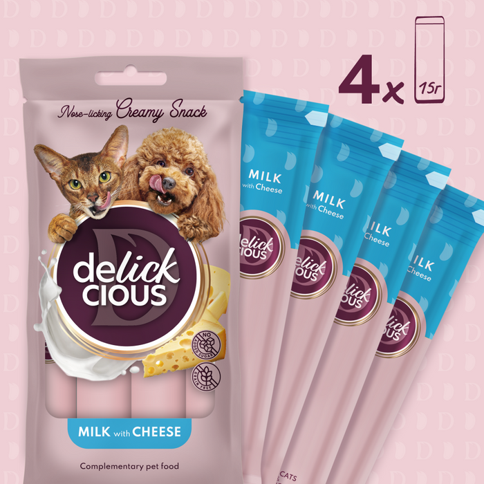 Ласощі для собак Delickcious Creamy Snack 60 г - молоко та сир - masterzoo.ua