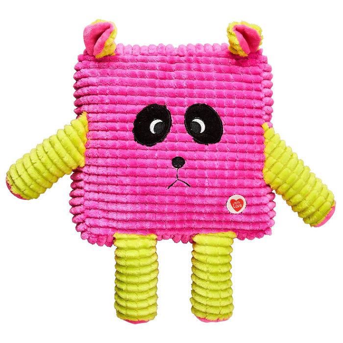 Іграшка для собак GimDog Ведмідь панда рожевий з пискавкою «Cuddly Cubes» 30 см (текстиль) - masterzoo.ua