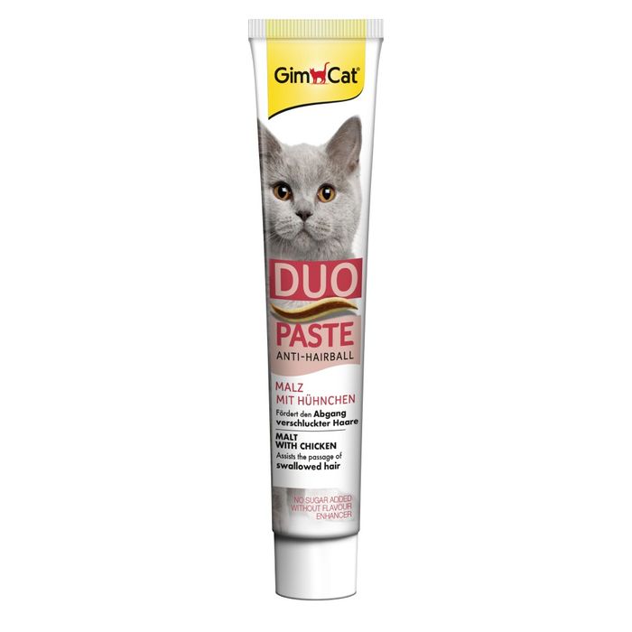 Лакомство для кошек GimCat Duo Paste Anti-hairboll 50 г - курица и мальт - masterzoo.ua