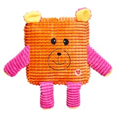 Игрушка для собак GimDog Медведь оранжевый с пищалкой «Cuddly Cubes» 30 см (текстиль) - masterzoo.ua