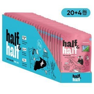 Упаковка вологого корму для кошенят Half&Half Kitten 24 шт х 85 г - біла риба та горох - masterzoo.ua