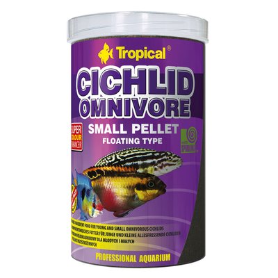 Сухой корм для аквариумных рыб Tropical в гранулах «Cichlid Omnivore Small Pellet» 1 л (для всех цихлид) - masterzoo.ua