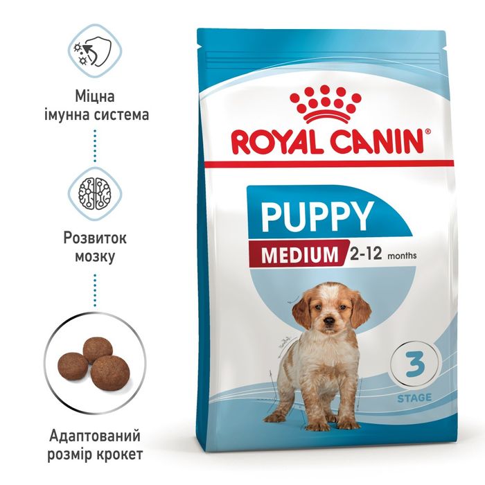 Сухий корм для цуценят середніх порід Royal Canin Medium Puppy 4 кг - домашня птиця - masterzoo.ua