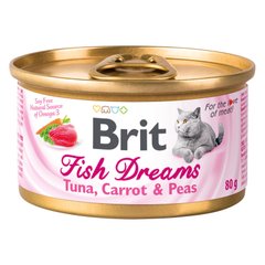 Вологий корм для котів Brit Fish Dreams 80 г (тунець, морква та горох) - masterzoo.ua