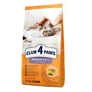 Сухий корм для котів Club 4 Paws Premium Indoor 4 in 1 14 кг - курка - masterzoo.ua