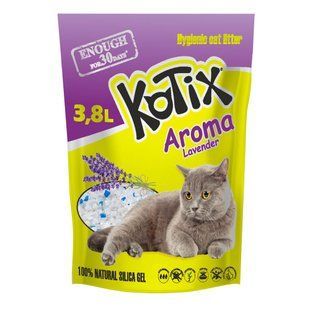 Наповнювач cилікагелевий для котячого туалету Kotix Aroma 3,8 л - лаванда - masterzoo.ua