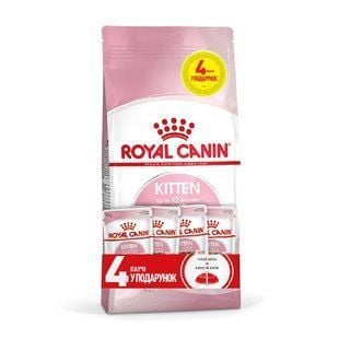 Набор сухого и влажного корма для котят Royal Canin Kitten 2 кг + 4 шт х 85 г - masterzoo.ua