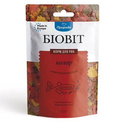 Сухий корм для акваріумних риб Природа в пластівцях Біовіт «Колор» 10 г (для всіх акваріумних риб) - masterzoo.ua