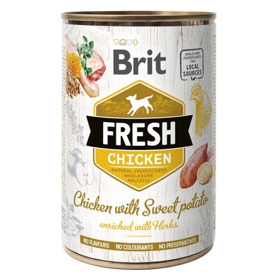 Вологий корм для собак Brit Fresh Chicken with Sweet Potato 400 г (курка) - masterzoo.ua