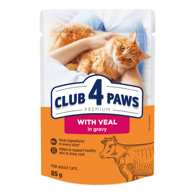 Влажный корм для котов Club 4 Paws Premium pouch 85 г - телятина - masterzoo.ua