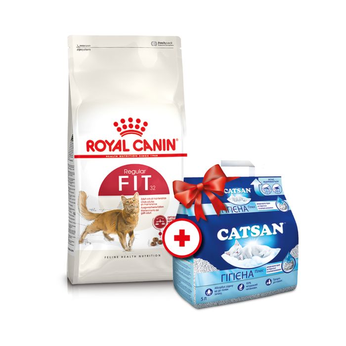 Сухий корм для котів Royal Canin Fit 32, 4 кг - домашня птиця + Catsan 5 л - masterzoo.ua