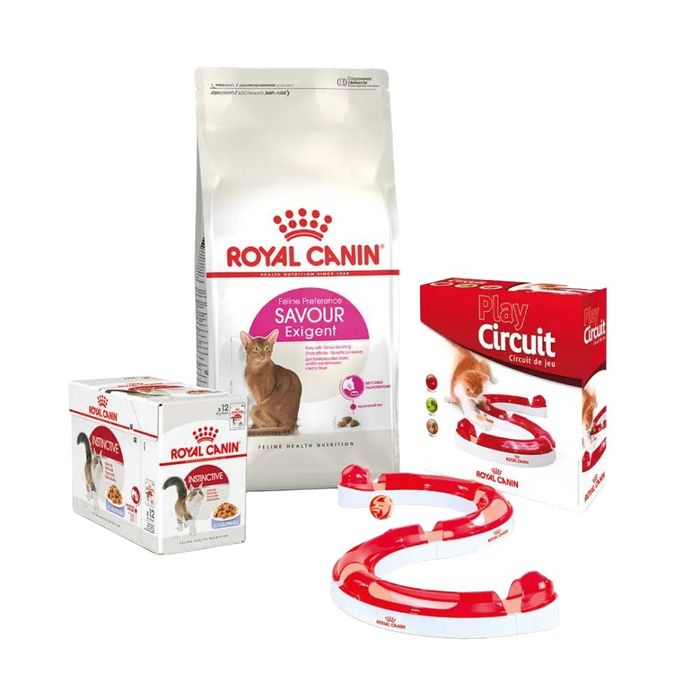 Набор сухого и влажного корма для кошек Royal Canin Exigent Savour 2 кг + 12 шт х 85 г pouch + лабиринт в подарок - masterzoo.ua