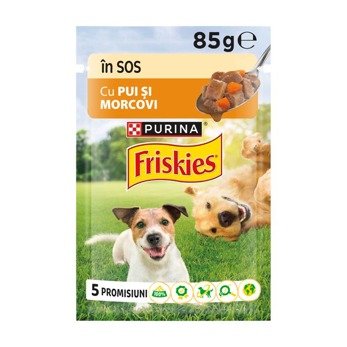 Вологий корм для собак Friskies Adult pouch 85 г - курка та морква - masterzoo.ua