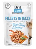 Вологий корм для котів Brit Care Cat pouch 85 г (індичка з креветками в желе)