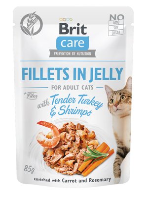 Влажный корм для кошек Brit Care Cat pouch 85 г (индейка с креветками в желе) - masterzoo.ua