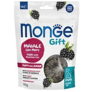 Лакомство для щенков Monge Gift Puppy and Junior 150 г - свинина и ежевика - masterzoo.ua