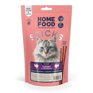 Лакомство для кошек Home Food Мясная соломка 40 г - индейка и клюква - masterzoo.ua