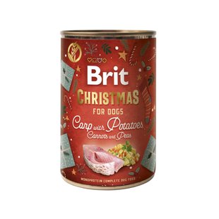 Влажный корм для собак Brit Mono Protein Christmas Carp with Potatoes 400 г - карп и картофель - masterzoo.ua