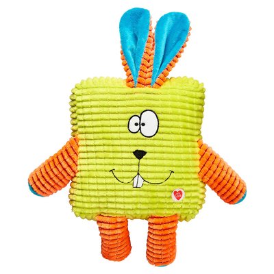 Іграшка для собак GimDog Кролик зелений з пискавкою «Cuddly Cubes» 30 см (текстиль) - masterzoo.ua
