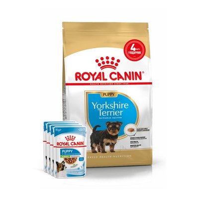 Набор корма для щенков Royal Canin Yorkshire Puppy 1,5 кг + 4 pouch - домашняя птица - masterzoo.ua