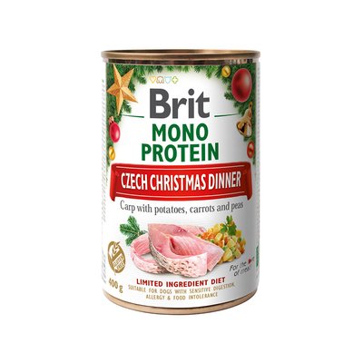 Влажный корм для собак Brit Care Dog Monoprotein Рождественская консерва 400 г (карп и картофельный салат) - masterzoo.ua