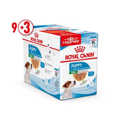 Влажный корм для щенков мини пород Royal Canin Mini Puppy 85г, 9+3 шт в подарок (домашняя птица) - masterzoo.ua