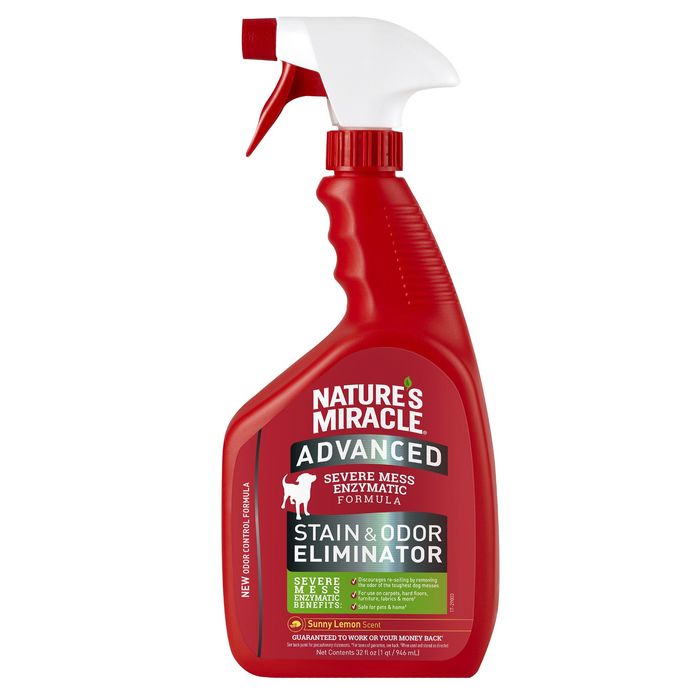 Спрей-знищувач Nature's Miracle «Advanced Stain and Odor Eliminator. Sunny Lemon Scent» для видалення плям і запахів від собак 946 мл - masterzoo.ua