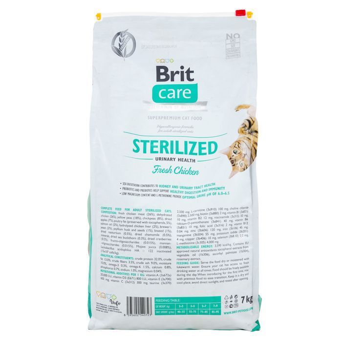 Сухий корм для котів Brit Care Cat Grain Free Sterilized Urinary Health 7 кг - курка - masterzoo.ua