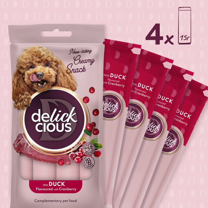 Лакомство для собак Delickcious Creamy Snack 60 г - утка и клюква - masterzoo.ua