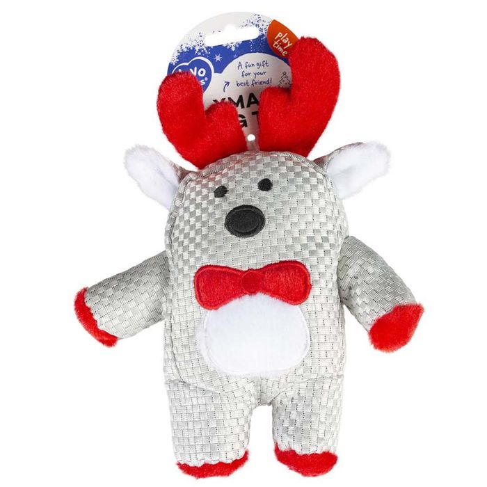 Рождественская игрушка для собак Duvo+ Олень с пищалкой 24 х 19 х 6 см (плюш) - masterzoo.ua