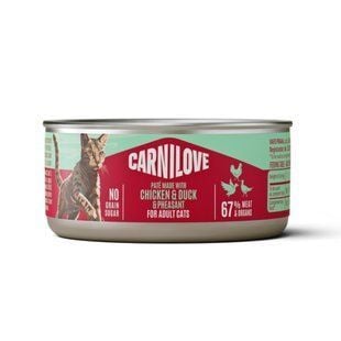 Вологий корм для котів Carnilove Adult Pate 100 г - курка, качка та фазан - masterzoo.ua